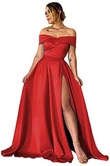 Glamorous Off-the-Shoulder Prom Gown Aline Long with Split