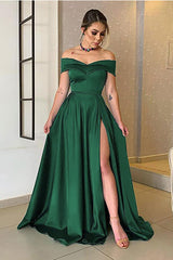 Glamorous Off-the-Shoulder Prom Gown Aline Long with Split