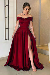 Glamorous Off-the-Shoulder Prom Gown Aline Long with Split
