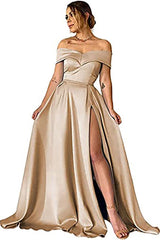 Glamorous Off-the-Shoulder Prom Gown Aline Long with Split