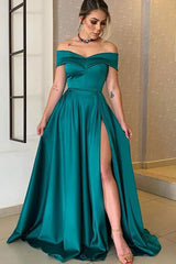 Glamorous Off-the-Shoulder Prom Gown Aline Long with Split