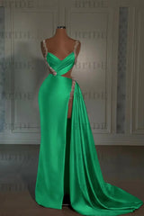 Glamorous Pink Prom Dress Sweetheart Spaghetti Strap with High Slit Trail