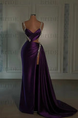 Glamorous Pink Prom Dress Sweetheart Spaghetti Strap with High Slit Trail