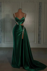 Glamorous Pink Prom Dress Sweetheart Spaghetti Strap with High Slit Trail