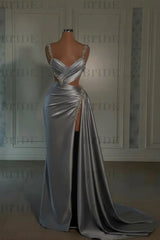 Glamorous Pink Prom Dress Sweetheart Spaghetti Strap with High Slit Trail
