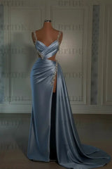 Glamorous Pink Prom Dress Sweetheart Spaghetti Strap with High Slit Trail