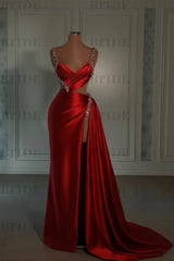 Glamorous Pink Prom Dress Sweetheart Spaghetti Strap with High Slit Trail
