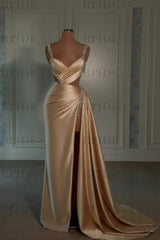 Glamorous Pink Prom Dress Sweetheart Spaghetti Strap with High Slit Trail