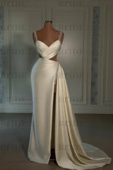 Glamorous Pink Prom Dress Sweetheart Spaghetti Strap with High Slit Trail