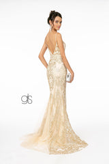 Gliiter Mesh Illusion Mermaid Long Prom Dress