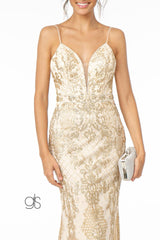 Gliiter Mesh Illusion Mermaid Long Prom Dress