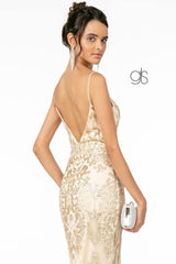 Gliiter Mesh Illusion Mermaid Long Prom Dress