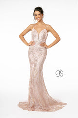 Gliiter Mesh Illusion Mermaid Long Prom Dress