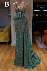 Glitter Off the Shoulder Slim Mermaid Prom Dress Sleeveless Mermaid Evening Gowns