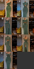 Glitter Off-the-Shoulder Slim Mermaid Prom Party GownsSleeveless Mermaid Evening Gowns