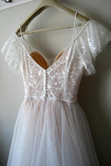 Glorious Cold-shoulder Chapel Train Wedding Dress