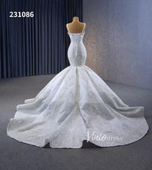 Gorgeous Beaded Lace Wedding Dresses Mermaid Spaghetti Strap Bridal Gown 231086