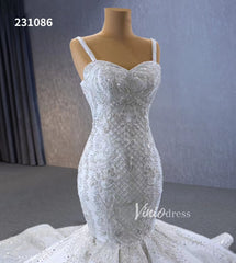 Gorgeous Beaded Lace Wedding Dresses Mermaid Spaghetti Strap Bridal Gown 231086