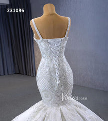 Gorgeous Beaded Lace Wedding Dresses Mermaid Spaghetti Strap Bridal Gown 231086