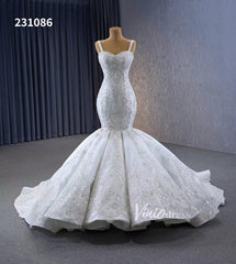 Gorgeous Beaded Lace Wedding Dresses Mermaid Spaghetti Strap Bridal Gown 231086