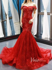 Gorgeous Beaded Mermaid Lace Wedding Dresses with Train FD1273