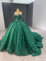 Gorgeous Beaded Sequin Lace Wedding Gown Off the Shoulder Quinceanera Dress 241043