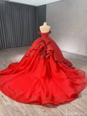 Gorgeous Beaded Sequin Lace Wedding Gown Off the Shoulder Quinceanera Dress 241043