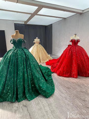 Gorgeous Beaded Sequin Lace Wedding Gown Off the Shoulder Quinceanera Dress 241043