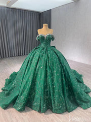 Gorgeous Beaded Sequin Lace Wedding Gown Off the Shoulder Quinceanera Dress 241043