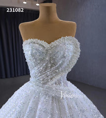 Gorgeous Beaded Strapless Wedding Dresses Sweetheart Neck Bridal Gown 231082