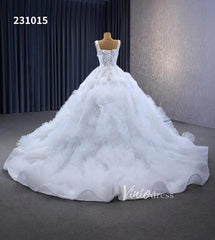 Gorgeous Beaded Tiered Wedding Dresses Square Neck Bridal Gown 231015