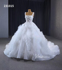Gorgeous Beaded Tiered Wedding Dresses Square Neck Bridal Gown 231015