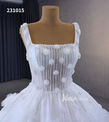 Gorgeous Beaded Tiered Wedding Dresses Square Neck Bridal Gown 231015