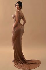 Gorgeous Brown Mermaid Prom Dress with Split Long Sleeveless