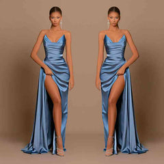 Gorgeous Dusty Blue Sweetheart Prom Dress Mermaid Slit Long On Sale