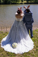 Gorgeous Half Sleeves Wedding Dress Aline Plus Size with Beadings