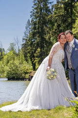 Gorgeous Half Sleeves Wedding Dress Aline Plus Size with Beadings