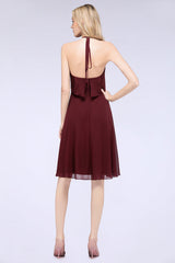 Gorgeous Halter Ruffle Chiffon Short Bridesmaid Dress