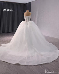 Gorgeous Ivory Beaded Wedding Gown Sheer Sparkly Bridal Dress 241051