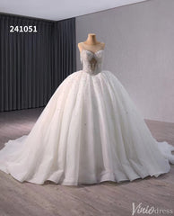 Gorgeous Ivory Beaded Wedding Gown Sheer Sparkly Bridal Dress 241051