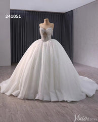 Gorgeous Ivory Beaded Wedding Gown Sheer Sparkly Bridal Dress 241051