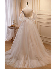 Unique and Noble Ivory Sleeveless Off Shoulder Ball Dress Ivory sheer thin shoulder strap with backless strap prom dress