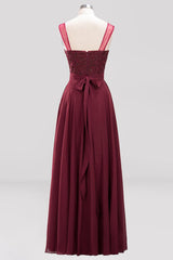 Gorgeous Jewel Neck Pink Bridesmaid Dress with Beadings