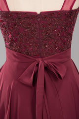Gorgeous Jewel Neck Pink Bridesmaid Dress with Beadings