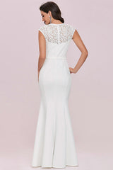 Gorgeous Lace Cap Sleeves Wedding Dress with Beads