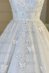 Gorgeous Off Shoulder White Lace Aline Wedding Dress Open Back