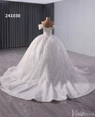 Gorgeous Pearl Sequin Wedding Gown Sparkly Off the Shoulder Bridal Dress 241030