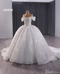 Gorgeous Pearl Sequin Wedding Gown Sparkly Off the Shoulder Bridal Dress 241030
