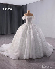 Gorgeous Pearl Sequin Wedding Gown Sparkly Off the Shoulder Bridal Dress 241030