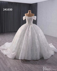 Gorgeous Pearl Sequin Wedding Gown Sparkly Off the Shoulder Bridal Dress 241030